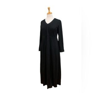 Vntg 90’s Laura Ashley 100% wool Black Long Sleeve Midi Dress sz 10